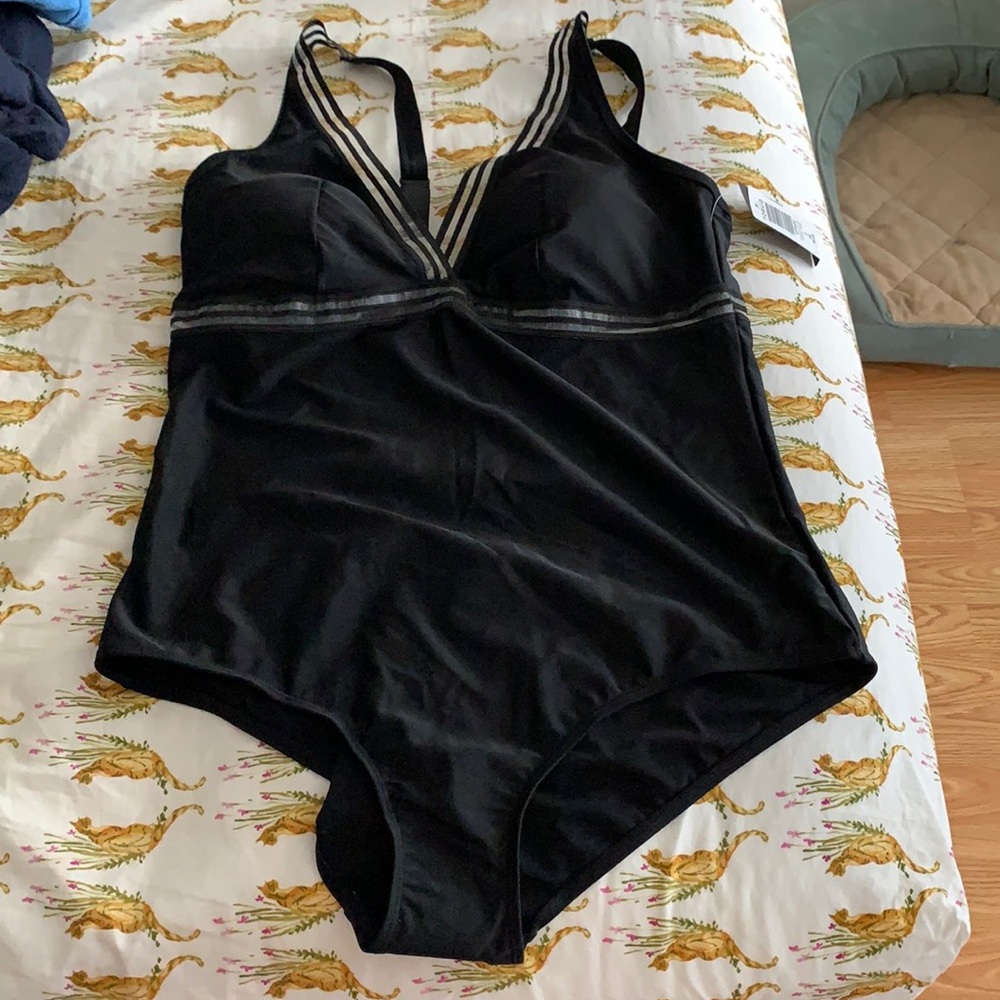 NWT Torrid Black Elastic Inset Swim One Piece 2X